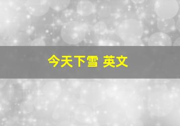 今天下雪 英文